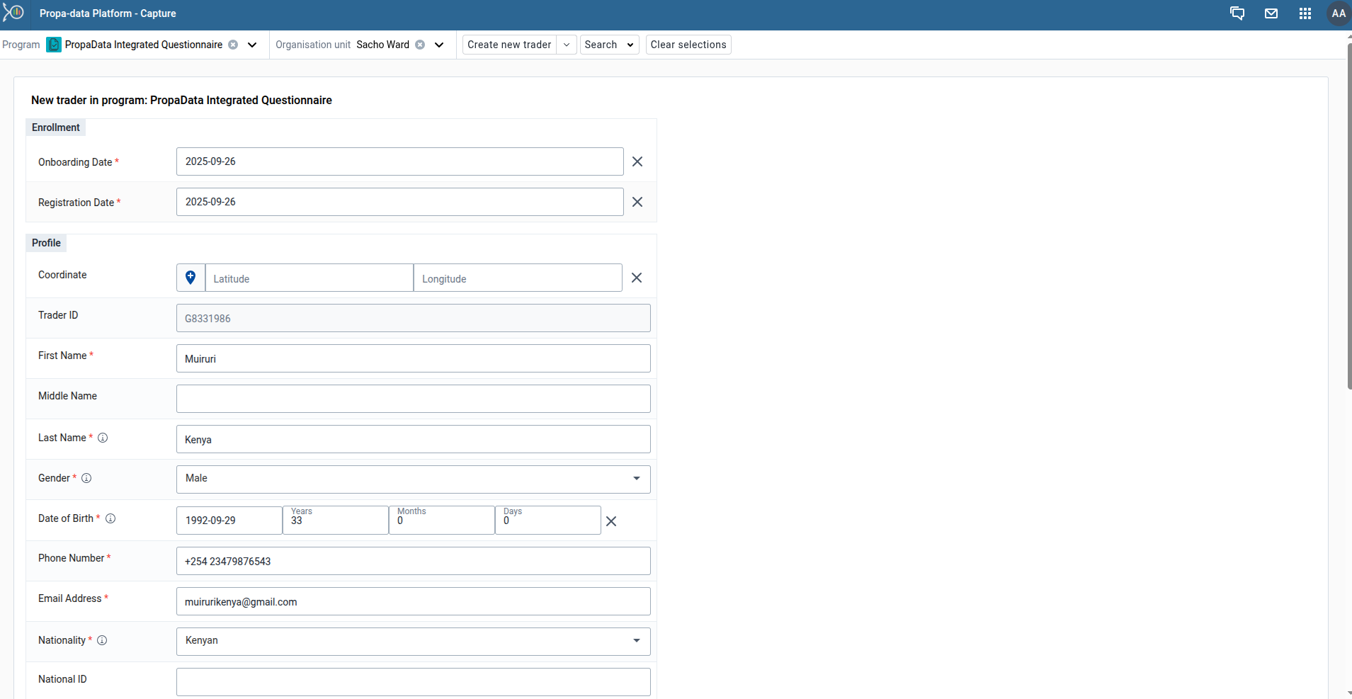 Register a participant