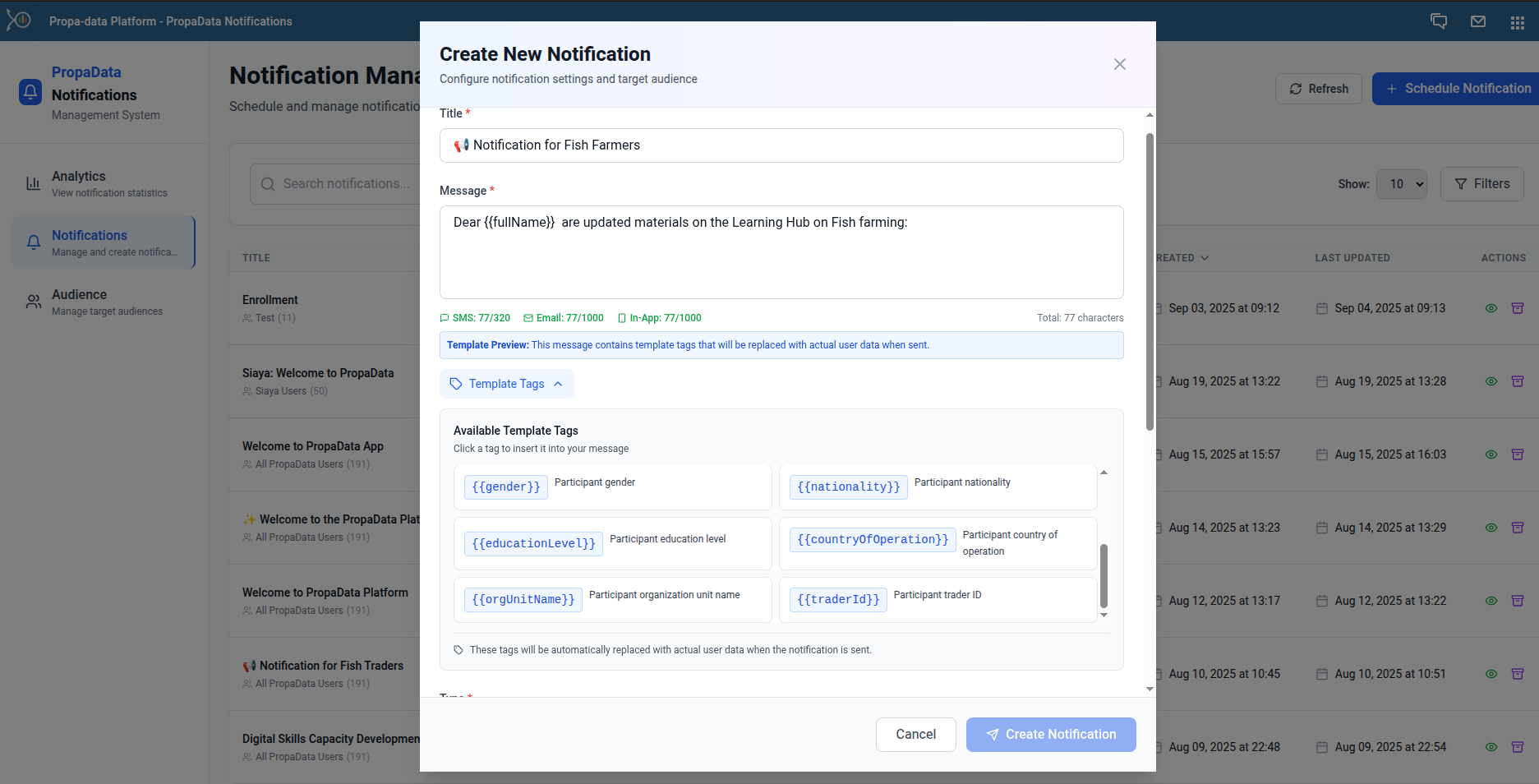 Notification Message